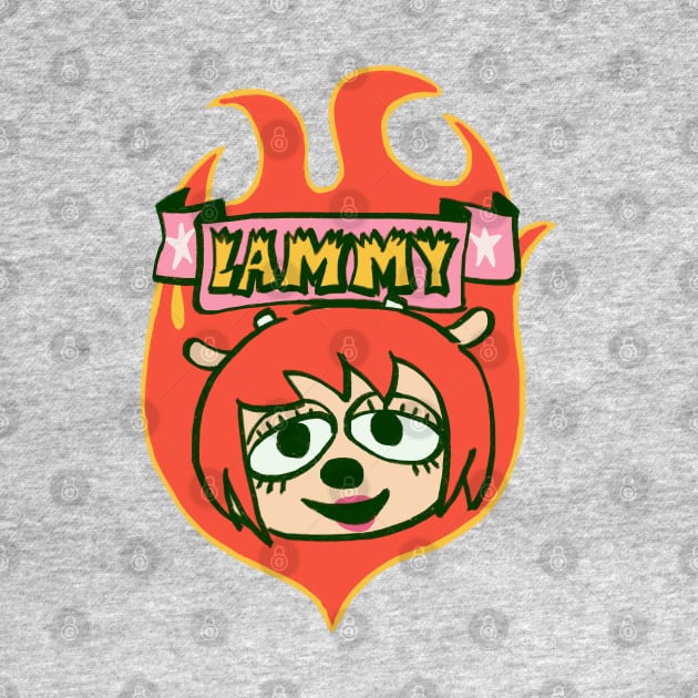 Mudwizard draws the firey red lammy crest-badge / um jammer lammy sheep girl by mudwizard